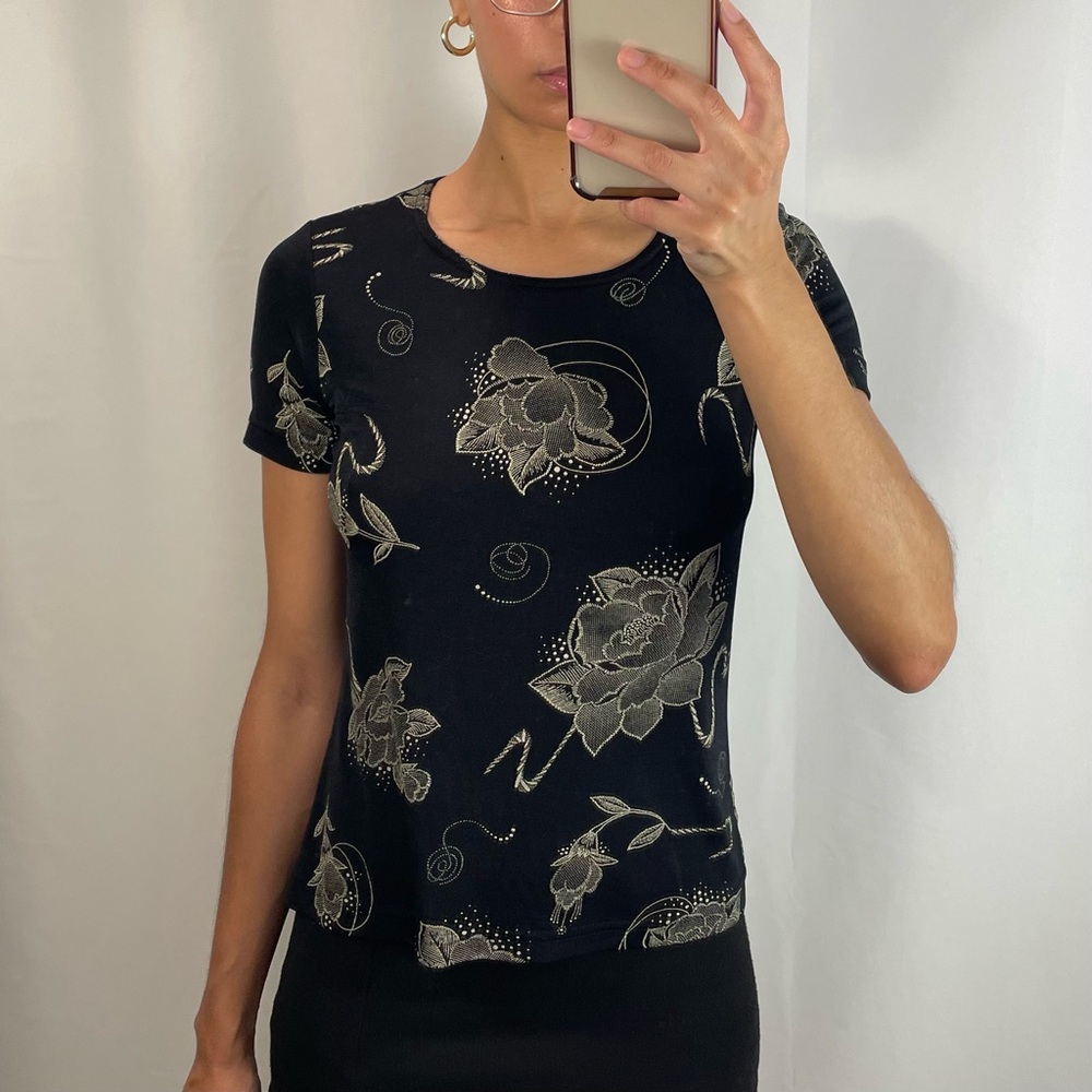 Marcy Allan slinky short sleeve top vintage